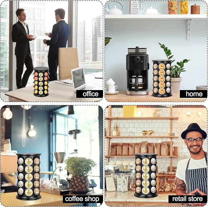 Coffee Pod Holder, Rotating Coffee Pod Organizer for 40 K-Cup Pods - 360° Carousel Holder for Keurig Capsules, Large Capacity Storage for Home or Office Counter Organizer