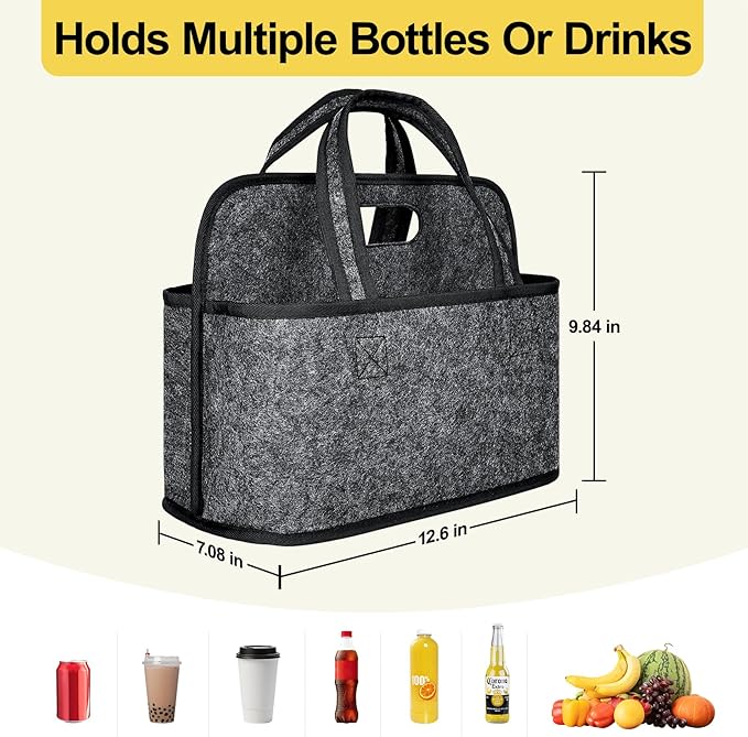 Resovo Enlarged 6 Cups Drink Carrier with Handle, Reusable Drink Carrier for Delivery, Assembly-Free Portable Coffee Holder Cup Holder Bag, Coffee Caddy with Double-Handle for Car, Take Out, Outdoors