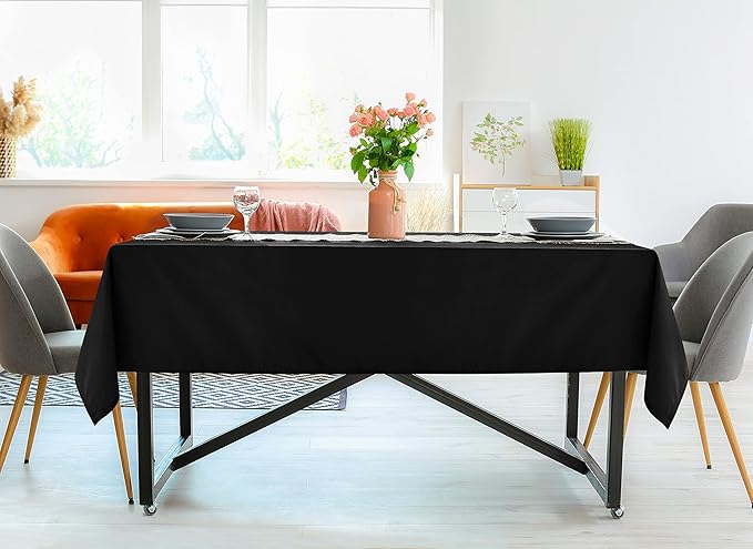 Utopia Kitchen Rectangle Table Cloth 2 Pack (90x156 Inches, Black), Machine Washable Polyester Table Cover for Dining, Buffet Parties, Picnics, Events, Weddings and Restaurants