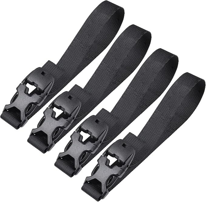 Vigorport Utility Straps Quick Release Nylon Backpack Accessory Bag Strap,Adjustable for Hiking,Travel,Outdoor Sports-4 Pack (Black, 0.75''W-12''L)