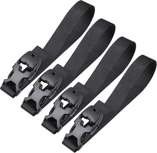 Vigorport Utility Straps Quick Release Nylon Backpack Accessory Bag Strap,Adjustable for Hiking,Travel,Outdoor Sports-4 Pack (Black, 0.75''W-12''L)