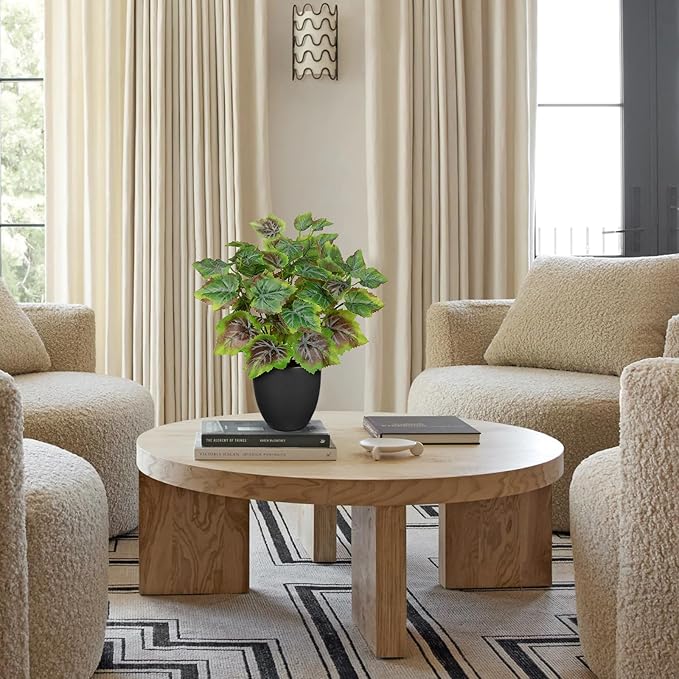 14.5" Artificial Plants Indoor Home Decor, Fake Potted Silk Plants for Shelves Living Room Decorative, Small Artificial Office Desk Plants in Pots, Faux Grape Leaf Vine Hope Tropical House Plant