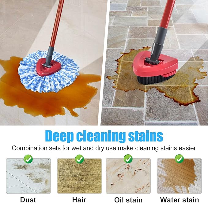 Mop Heads Replacements for Ocedar, Mop Replace Head for O Cedar, Mop Heads for O Cedar, Mop Replace Head for Cedar, Mop Heads for O Cedar Spin Mop Include 2 Pack Mop Refills & 2 Pack Scrubber Mop Head