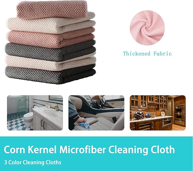 12-Pack 12"x12" Microfiber Cleaning Cloths Super Absorbent & Reusable for Kitchen, Di & Household Cleaning Fish Scale Texture