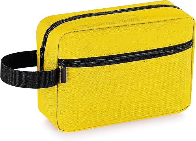 Elviros Travel Toiletry Bag for Women and Men,Lightweight Makeup Bag Hanging Dopp Kit with Shaving Compartment Cosmetic Organizer Small Tool Bag Travel Essentials,Gifts for Men & Women(Bright Yellow)