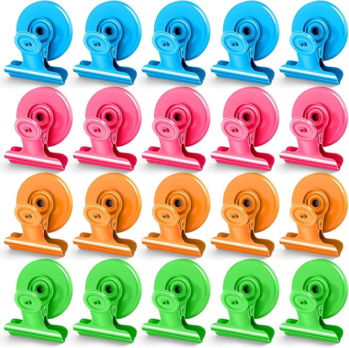 20 Pack Magnetic Clips Heavy Duty, Colorful Magnet Clips for Fridge, Refrigerator Magnets, Strong Magnetic Clip, Scratch Free Magnets with Clip for Whiteboard, Refrigerator, Locker