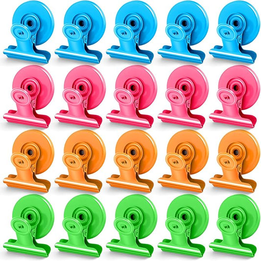 20 Pack Magnetic Clips Heavy Duty, Colorful Magnet Clips for Fridge, Refrigerator Magnets, Strong Magnetic Clip, Scratch Free Magnets with Clip for Whiteboard, Refrigerator, Locker