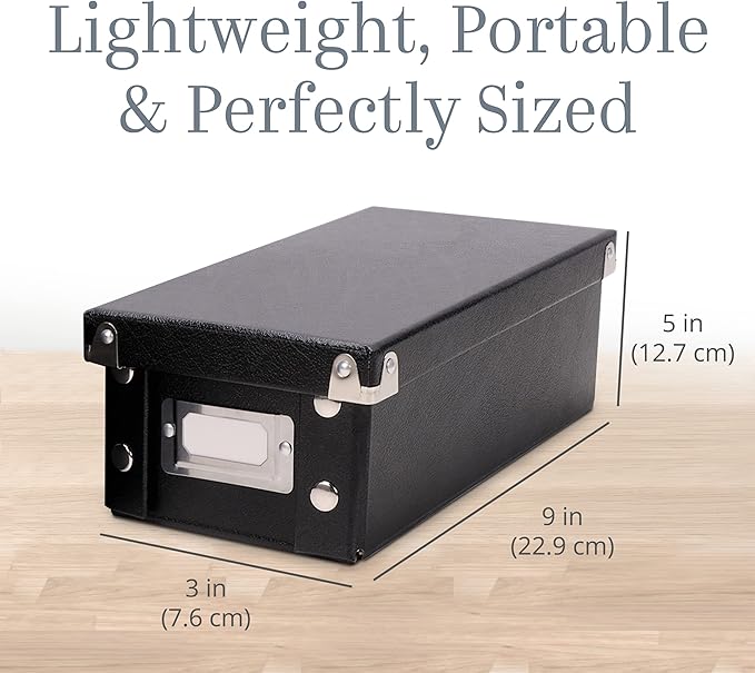 Snap-N-Store Index Card Holder Storage Box - Collapsible Organizer Box fits 1100 Flash Cards - Business, Recipe, or Note Card - 3 x 5, 1 Pack, Black