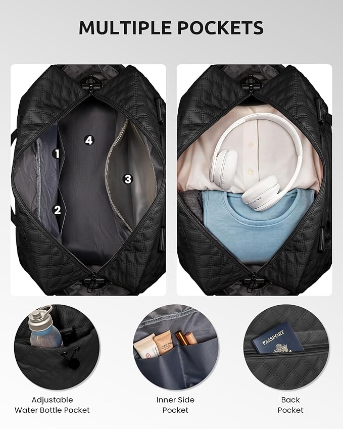 Customized Gifts for Women, Gifts for Mom-Duffle Bag with Shoe Compartment, Personalized Weekender Bag, Monogram Overnight Bags, Travel Bag with Makeup Bag, Birthday Gift for Her (Letter O)