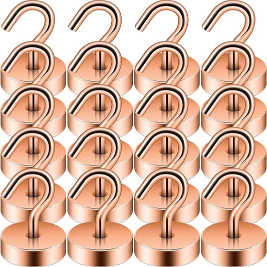 Neosmuk Magnetic Hooks, Cruise Ship Essentials, 40lb+ Heavy Duty Magnetic Hooks for Cruise Cabins, Refrigerator, Grill, Hanging, and Travel | Extra Strong Must-Have Magnet Hook, Bronze, Pack of 20