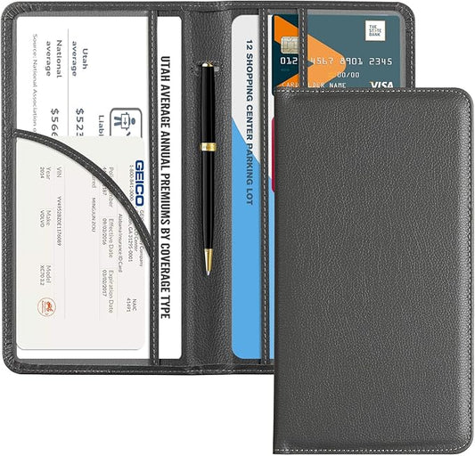 CoBak Car Registration and Insurance Holder - Vehicle Glove Box Car Organizer,Auto Truck Comparment Accessories Case with Magnetic Closure for Essential Document,Driver License,Cards