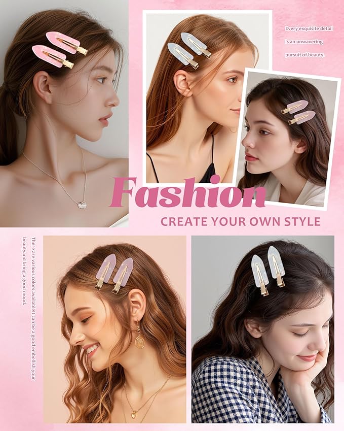 6PCS Acrylic Marbled Hair Claw Clips - Include No Bend No Crease Hair Clips and Medium Rhinestone Claw Clip, Cute Stylish Hair Accessories for Women Makeup, Strong Hold Non Slip for Thick Thin Hair