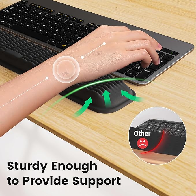 MEKASS Keyboard Wrist Rest for 60% Compact Keyboard, Ergonomic Soft Memory Foam Wrist Support with Non-Slip Silicone Base, Keyboard Pad Relieves Wrist Pain from Laptop, Computer, Typing (Pink)