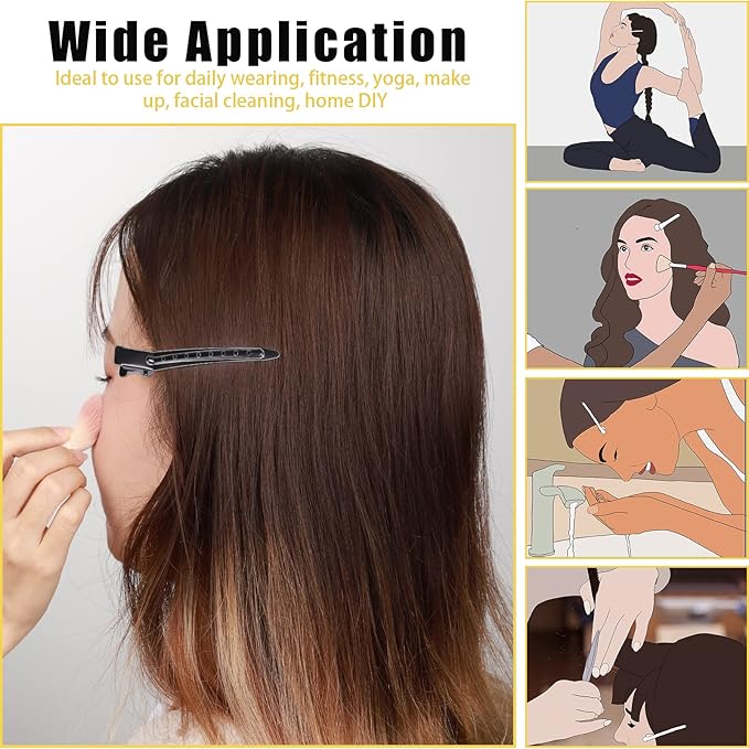 YGDZ Duck Billed Clips, 30pcs 3.5 inch Metal Alligator Hair Clips with Holes, Hair Clips for Styling Sectioning, Hair Coloring, Pin Curl Clips for Hair Roller, Black