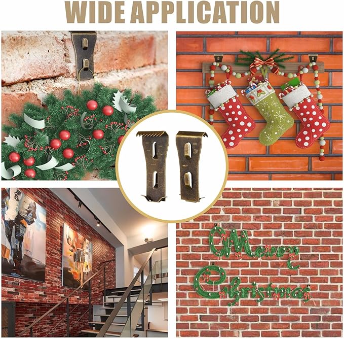 Brick Clips - 8 Pcs Heavy Metal Wall Hangers for 2-1/4 to 2-3/8 Inch Bricks, Ideal for Outdoors & Home Decor