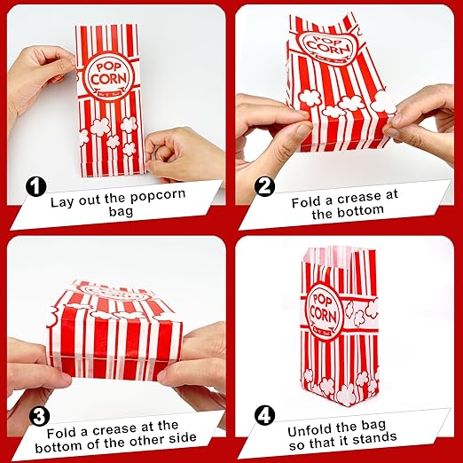 Homrelaxy 144 Pcs Paper Popcorn Bags, 1 oz Popcorn Bags Individual Servings, Bulk Pop Corn Sleeves for Pop Corn Machine, Movie Night, Cinema, Carnival, Party, Concessions