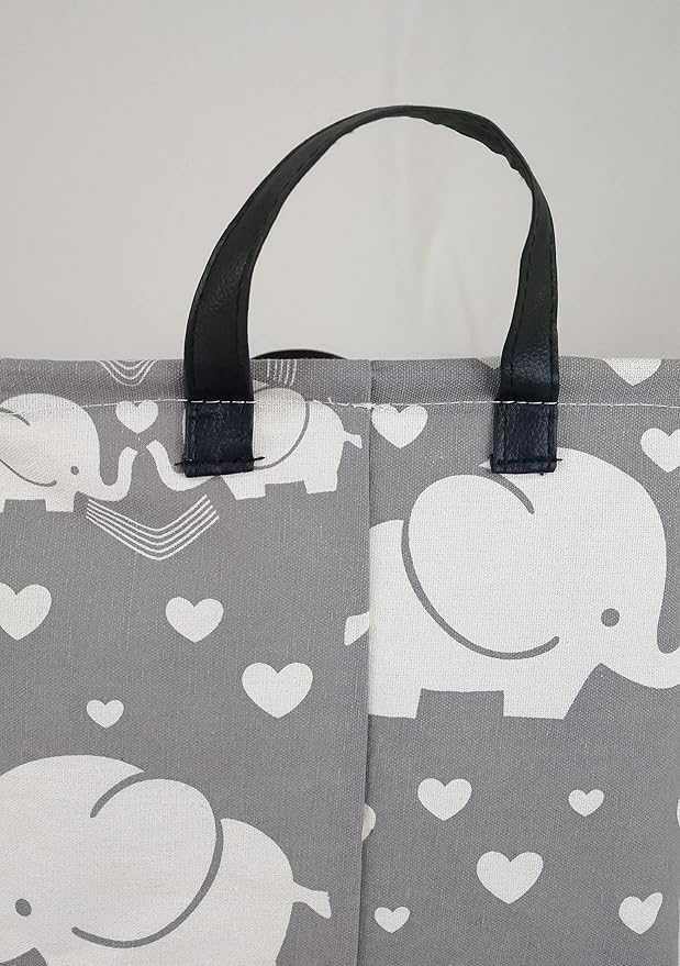 Rectangle Gift Storage Basket Home Shelf Storage Basket Organizer Box Clothes Laundry Hamper Nursery Basket Laundry Basket with Handles (love elephant)