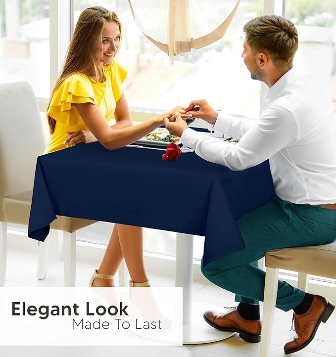 Utopia Kitchen Rectangle Table Cloth 2 Pack(54x54 Inches, Navy Blue), Tablecloth Machine Washable, Polyester Table Cover for Dining, Buffet Parties, Picnics, Events, Weddings and Restaurants