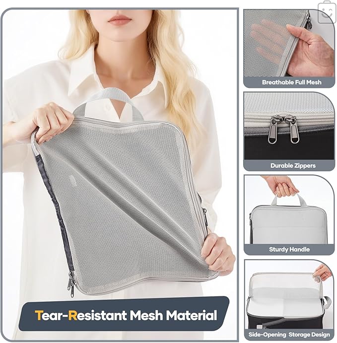 Veken 2/6/9/11 Set Compression Packing Cubes for Travel Essentials,Compressible Expandable Large Luggage Suitcase Organizer Bags for Clothing,Durable Space Saver Storage Bags(Black)