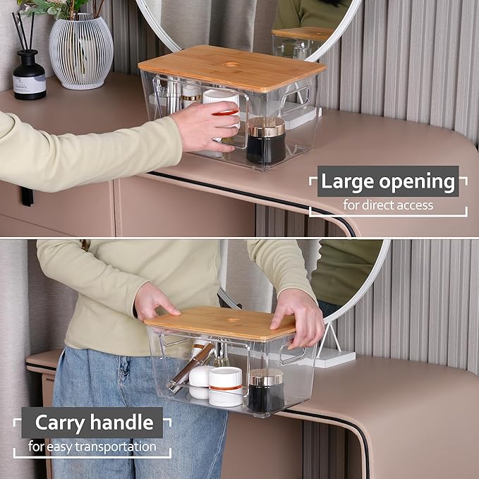 3 Packs Trash Bag Holder, Stackable Trash Bags Dispenser with Bamboo Lid, Extra Large Garbage Bag Holder for Kitchen, Laundry Room, Under Sink Storage Organization