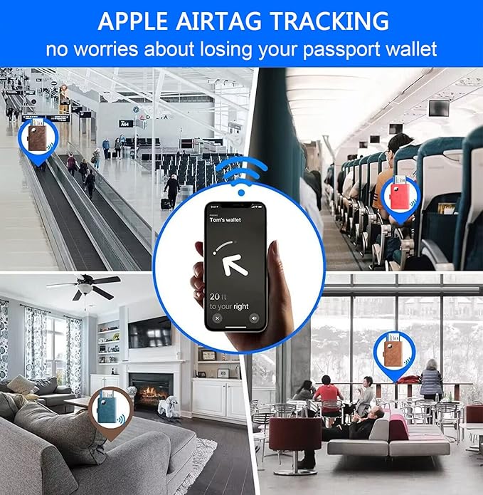 Airtag Passport Holder Cover Wallet Travel Essentials Leather Rfid Blocking Case Vacation Luggage Must Haves Travel Accessories for Men Women (117#Red)