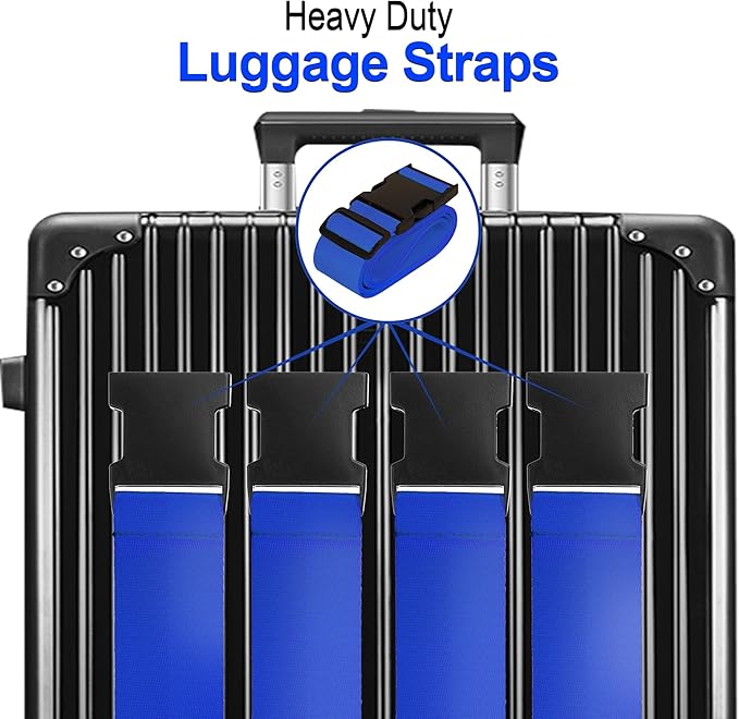 Luggage Straps for Suitcases TSA Approved Travel Belt 8 Pack by Chelmon (Blue)