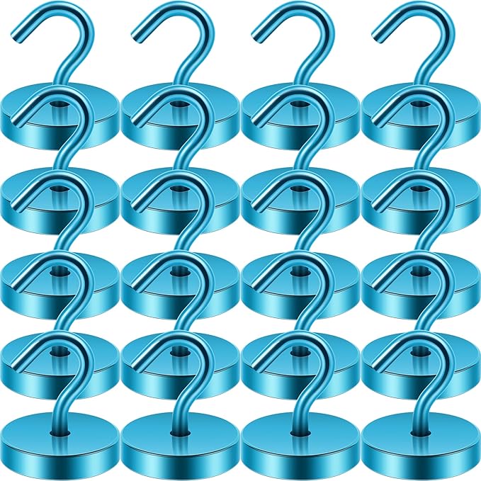 Neosmuk Magnetic Hooks, Cruise Ship Essentials, 120lb+ Heavy Duty Magnetic Hooks for Cruise Cabins, Refrigerator, Grill, Hanging, and Travel | Extra Strong Must-Have Magnet Hooks, Royal Blue, Pack of 20