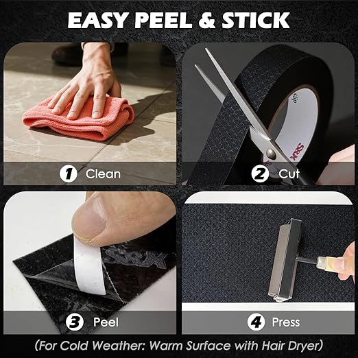 S&X Anti Slip Tape 4" x 60' Premium High Traction Grip Tape for Outdoor Stairs, Decks, Ramps - Waterproof & Durable