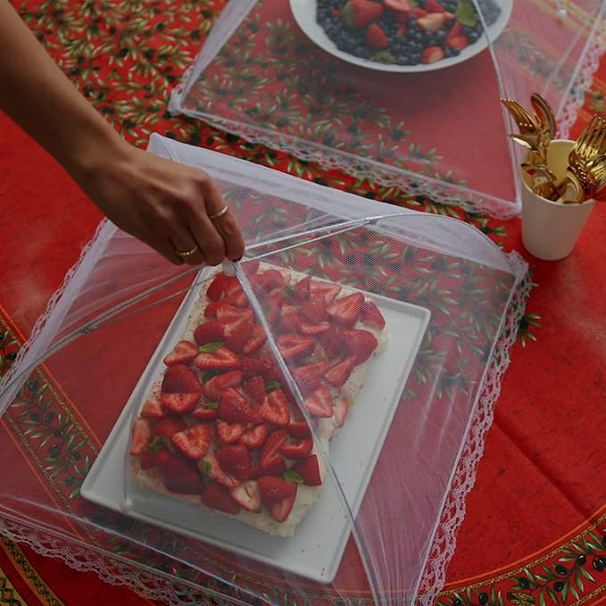 Simply Genius Pop-Up Mesh Food Cover Tent - 17 x 17 in, White, 3-Pack, Compact - Camping Essentials & Picnic Food Covers - Outdoor Party Essentials