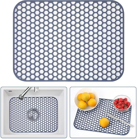 Silicone Sink Protector for Kitchen Sink - 16.65''x12.2'' Kitchen Grid Accessory, Non-slip Heat Resistant Grid Dry Mat for Bottom of Porcelain Stainless Steel, Dishwasher Safe
