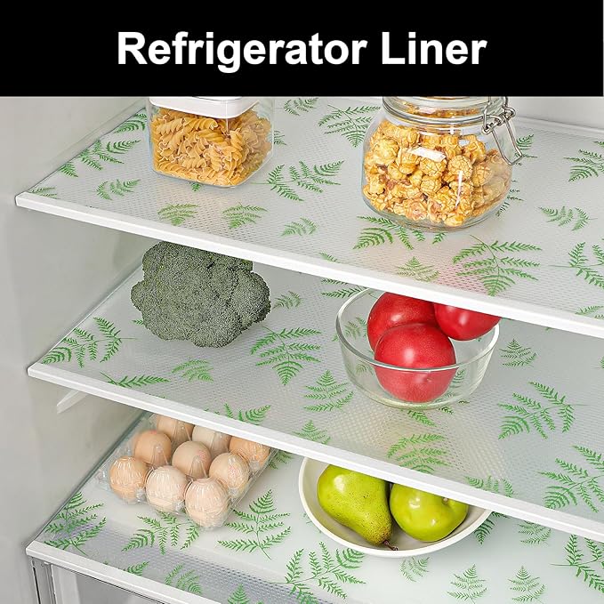 Cooyes Shelf Liners for Kitchen Cabinets, Waterproof and Oil-Proof Kitchen Cupboard Liner, Refrigerator Liners and Plastic Drawer Mats EVA Non Adhesive Shelves（17.5" W x 197" L）