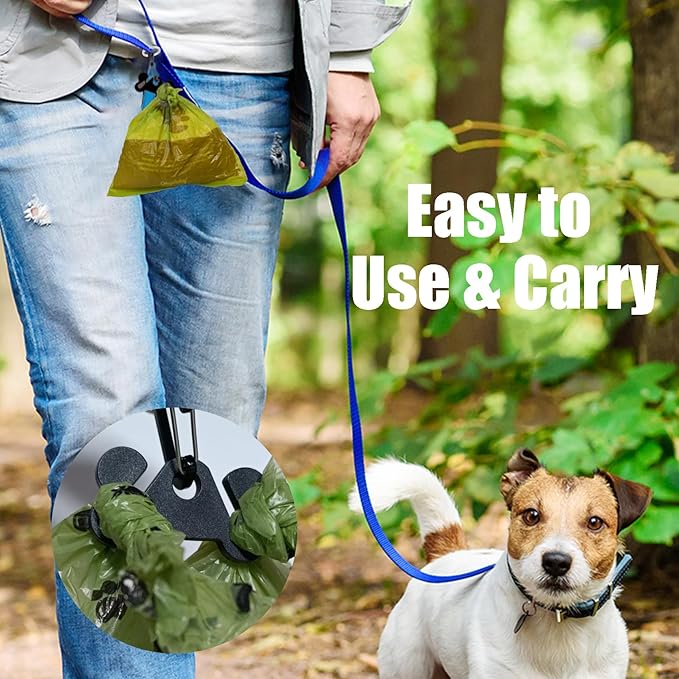 Hilihali 2-Pack Dog Poop Bag Holder for Leash Attachment, Dog Poop Bag Dispenser, Dog Waste Bag Dispensers, Dog Poop Bag Holders, Fit Dog Leash Accessory With Hands-Free Holder Carriers, Pink & Black