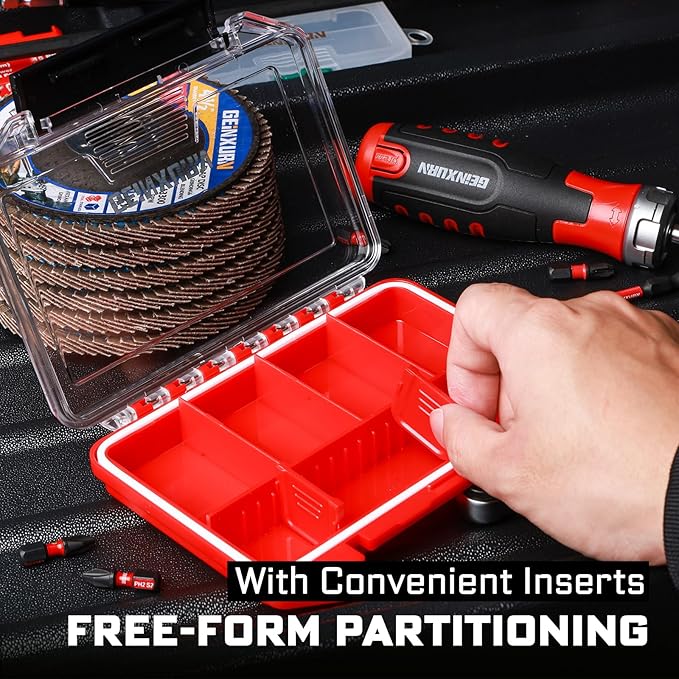 IPX4 Waterproof Small Storage Parts Organizer, Small Parts Case with Removable Dividers, Screwdriver Bit Set Box(2 Boxes)