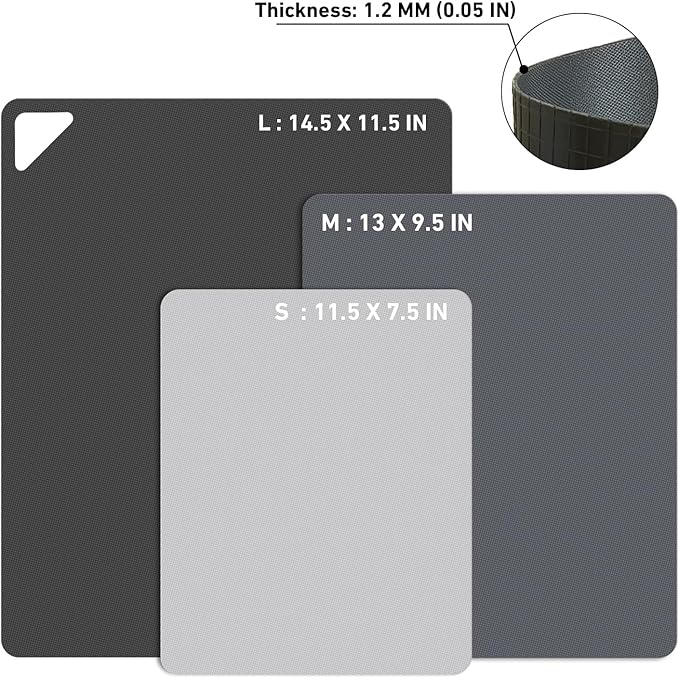 WK Flexible Plastic Cutting Boards for Kitchen, 6 Pieces Cutting Board Mats, Thin Cutting Board Sheets, Dishwasher Safe, BPA Free, Multi Sizes Set of 6