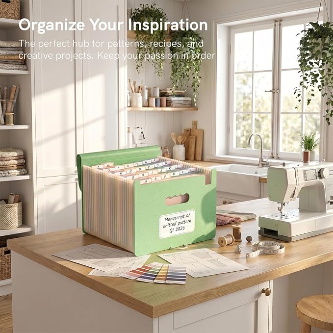 ABC life 26 Pockets Accordion File Organizer, High Capacity Expanding File Folder for Letter A4 Size, Portable Document Holder with A-Z Tabs for Tax Receipt, Teacher & Home Office - Meadow Green