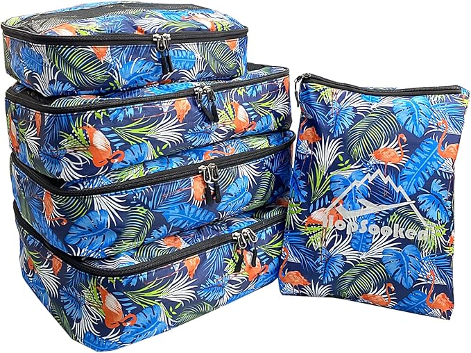 5 Set Packing Cubes for Travel Large Suitcase Luggage Organizer Bags Travel Accessories Vacation 4 Cubes 1 Laundry Pouch Bag