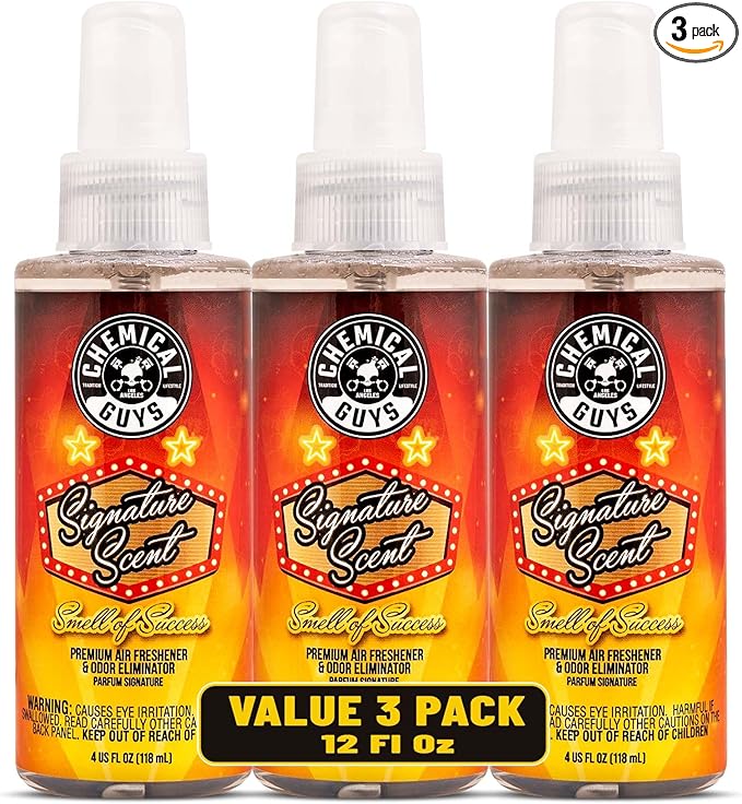 Chemical Guys Signature Scent Air Freshener & Odor Eliminator (4 oz) (3 Pack) – Crisp, Masculine Fragrance Spray for Car, Office & Interior Spaces