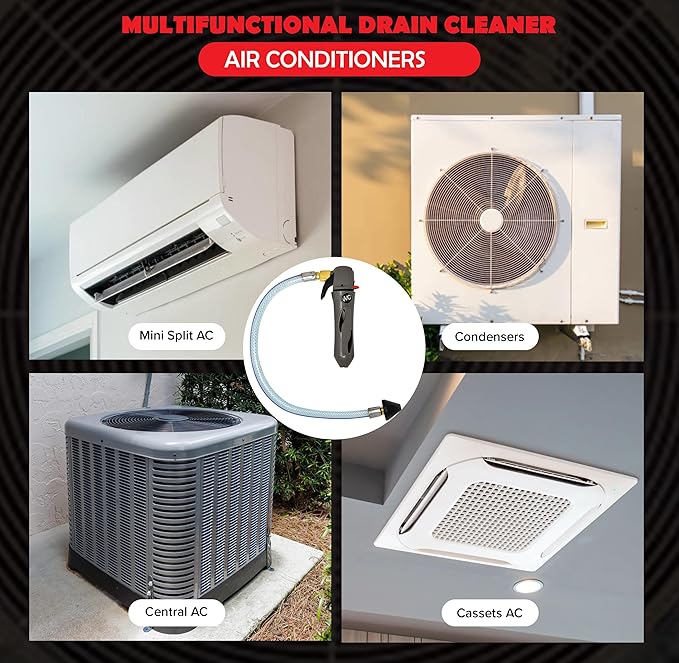 RedRock Gallo Drain Gun with 5 Unthreaded CO2 Cartridges for A/C Condensate Line Air Conditioner Cleaner Blaster Opener Kit with Five Cartridge Clears HVAC Clogs