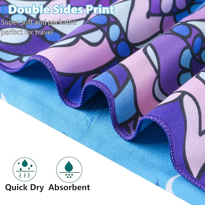 TwoYek 2 Pack Microfiber Thin Beach Towel Lightweight 71x32 Oversized Extra Large Sand Free Towels Quick Dry for Travel Pool Yoga Gym Sports Beach Accessories Vacation Essential Gift