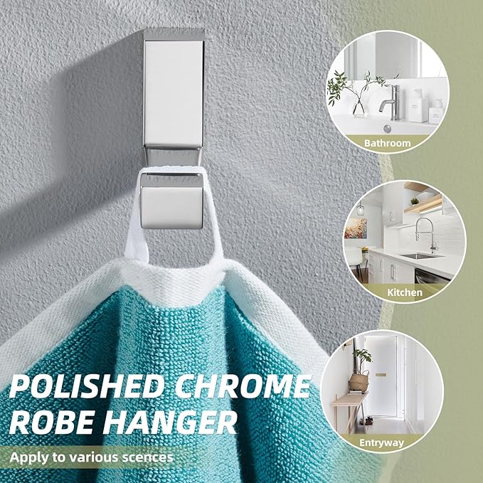 APLusee Polished Chrome Bath Towel Hook, 304 Stainless Steel L Shape Coat Hanger, Bathroom Home Accessory Wall Mount