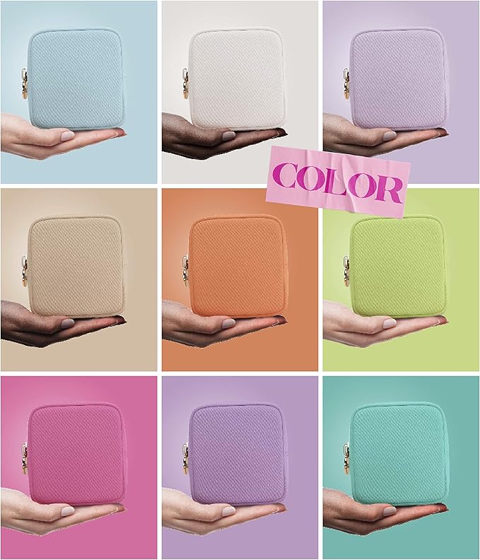 Embla Makeup Bag Travel Cosmetics Pouch and Toiletry Bag, Nylon Zipper Pouch Purse, Cute Make Up Organizer Storage Tote for Women Girls, Waterproof Travel Skincare Case, Small Makeup Bags, Fuchsia