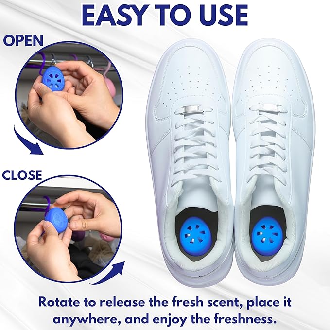 Air Jungles Shoes Deodorizer Ball 6 Count, Ocean Scent, Odor Remover Balls for Sneakers, Gym Bags, Lockers, Closets, Hampers, and Drawers. Essential Oil Provides Natural Freshness