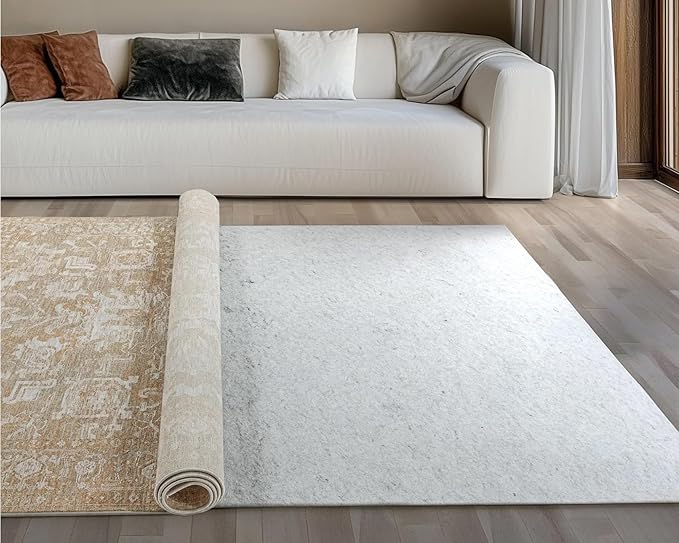 WELL WOVEN Premium 1/4" Thick Felt Rug Pad 9x12 - Non Slip Rubber Backing for Hard Floors & Carpet - Easy Cut to Size for Custom Fit - Superior Cushioning & Floor Protection Shield