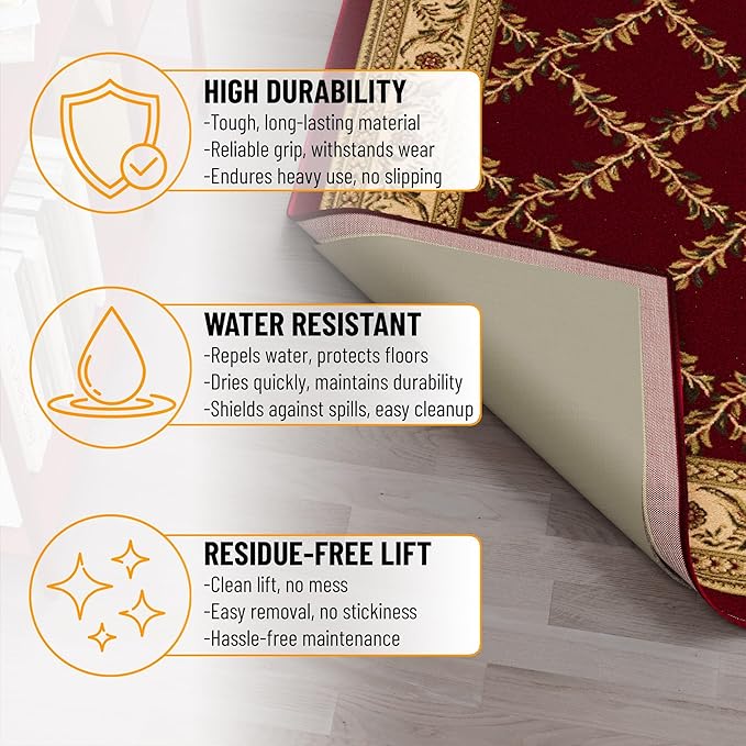 Ottomanson 3' x 4' Non-Slip Rug Pad Gripper 1/4 Inch Thick Dual Surface Felt + Rubber Gripper - Safe for All Floors, Brown