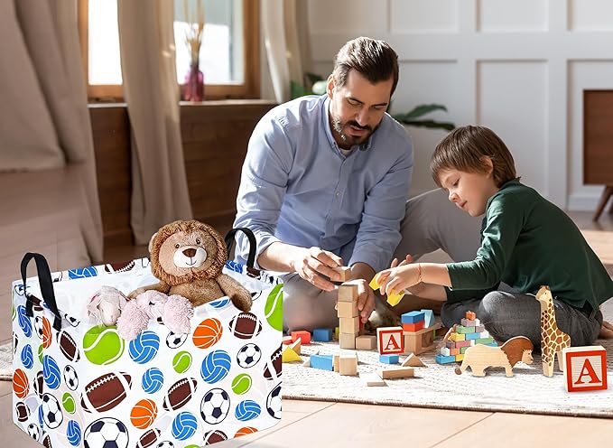 Rec Balls Print Box Hamper Storage Basket Collapsible Organizer Bin Gift Shelf Baskets for Home and Kitchen Storage