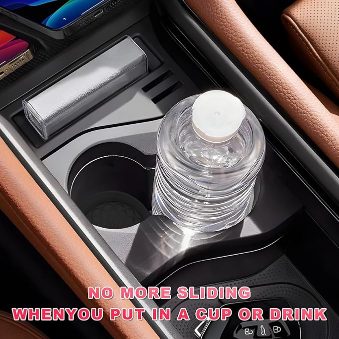4 PCS Car Cup Holder Coasters, 2.75 Inch Anti-Slip Insert Silicone Car Coaster Drink Mat, Shockproof Universal Auto Cup Coasters for Most Vehicles, Car Interior Accessories (Black)