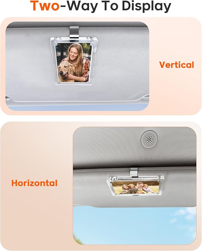 2Pcs Car Picture Holder for Visor Magnetic Picture Frame for 3 Inch Photos, Car Sun Visor Photo Holder with Strong Acrylic Magnet, Personalized Car Accessories with Clips for Easy Display. Gift For Valentine‘s Day
