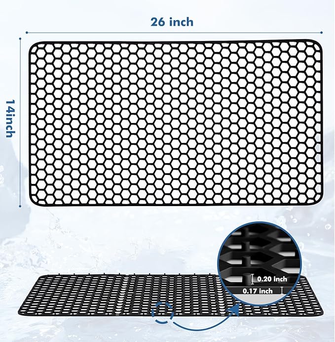 Silicone Sink Protectors for Kitchen Sink - 26"x 14" Kitchen Protector Accessory, Non-Slip Heat Resistant Mat for Bottom of Farmhouse Stainless Steel Porcelain, Dishwasher Safe (Black)