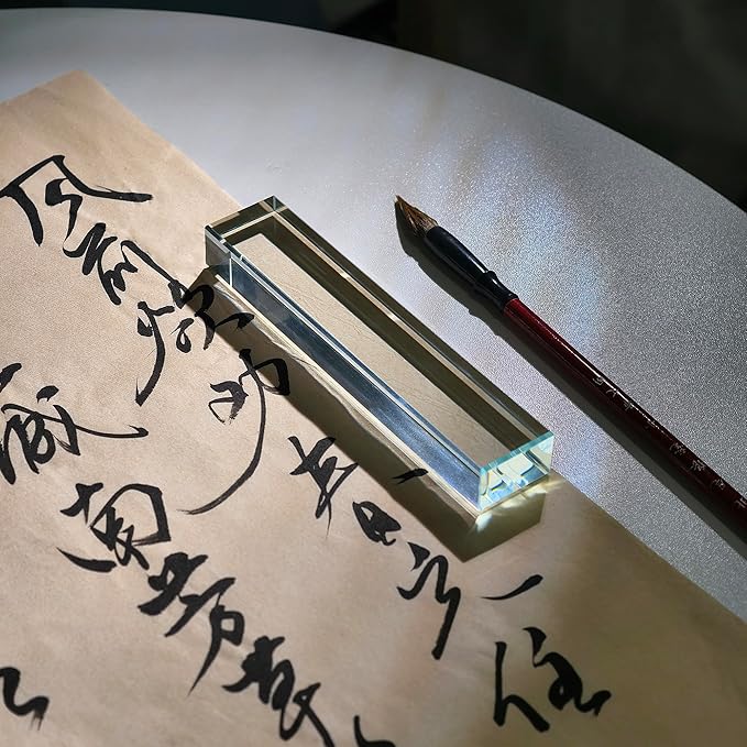 ‌vskikris Glass Paperweight - 2 Pcs Clear K9 Glass Blocks for Office Desk & Books (5.9"x1.2"x0.8") - Modern Home Decor Crafts & Gifts Set with Transparent Glass Tiles