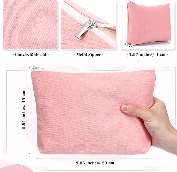 Reginary 10 Pcs Valentines Canvas Makeup Bags Bulk for Women Travel Toiletry Cosmetics Bags Blank DIY Pencil Pouch, Gift for Valentines Patrick's Day Wedding Bridal Shower Coworker(Boho Color)
